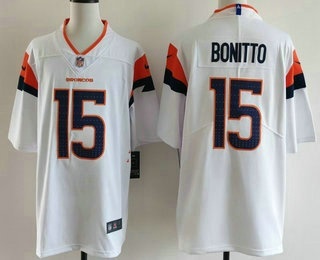 Men's Denver Broncos #15 Nik Bonitto Limited White Vapor Jersey