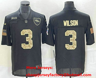 Men's Denver Broncos #3 Russell Wilson Black Camo 2020 Salute To Service Stitched NFL Nike Limited Jersey