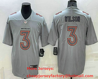 Men's Denver Broncos #3 Russell Wilson Grey Atmosphere Fashion 2022 Vapor Untouchable Stitched Limited Jersey