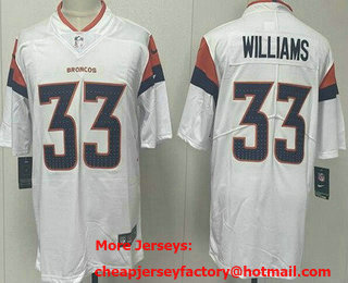 Men's Denver Broncos #33 Javonte Williams Limited White Vapor Jersey