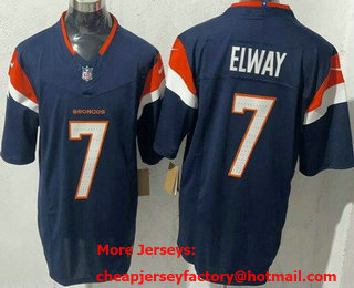 Men's Denver Broncos #7 John Elway Limited Navy FUSE Vapor Jersey
