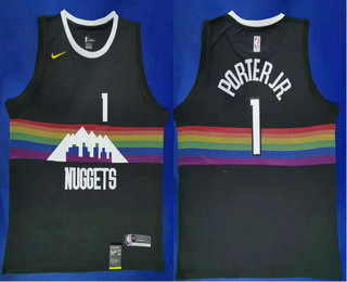 Men's Denver Nuggets #1 Michael Porter Jr. Black 2020 Nike City Edition Swingman Jersey