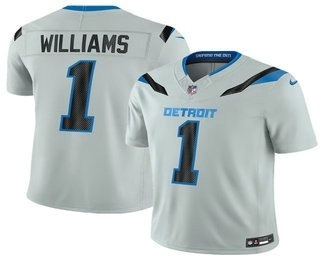 Men's Detroit Lions #1 Jameson Williams Grey 2026 FUSE Rivalries Collection Limited Stitched Jersey
