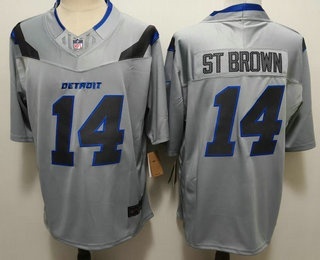 Men's Detroit Lions #14 Amon Ra St Brown Grey 2026 FUSE Rivalries Collection Limited Stitched Jersey