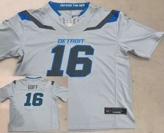 Men's Detroit Lions #16 Jared Goff Grey 2026 FUSE Rivalries Collection Limited Stitched Jersey