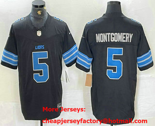 Men's Detroit Lions #5 David Montgomery Limited Black 2024 FUSE Vapor Jersey