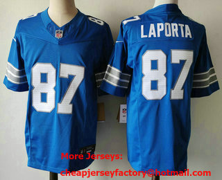 Men's Detroit Lions #87 Sam Laporta Limited Blue 2024 FUSE Vapor Jersey
