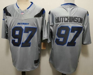 Men's Detroit Lions #97 Aidan Hutchinson Grey 2026 FUSE Rivalries Collection Limited Stitched Jersey