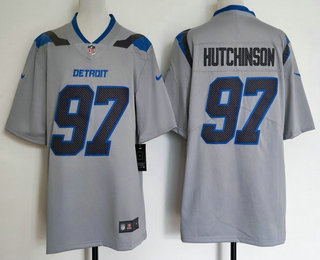 Men's Detroit Lions #97 Aidan Hutchinson Grey 2026 Vapor Rivalries Collection Limited Stitched Jersey