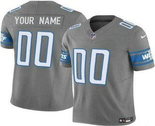 Men's Detroit Lions Customized Limited Gray FUSE Vapor Jersey