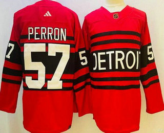 Men's Detroit Red Wings #57 Red 2022 Reverse Retro Authentic Jersey