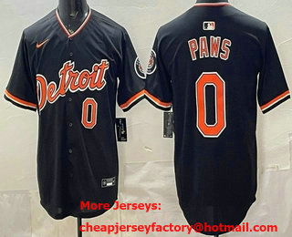 Men's Detroit Tigers #0 Paws Navy Stadium Jersey