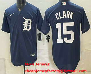Men's Detroit Tigers #15 Max Clark Navy Cool Base Stitched Jersey