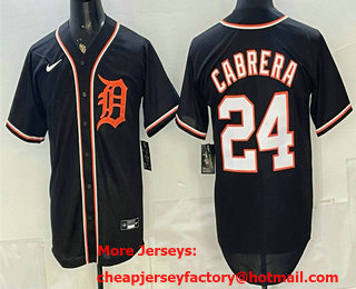 Men's Detroit Tigers #24 Miguel Cabrera 2026 Black Fashion Cool Base Jersey