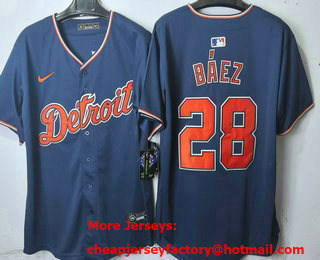 Men's Detroit Tigers #28 Javier Baez Navy Limited Jersey