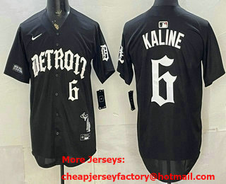 Men's Detroit Tigers #6 Al Kaline Black Gothic Edition Vapor Premier Limited Stitched Jersey