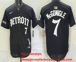 Men's Detroit Tigers #7 Kevin McGonigle Black Gothic Edition Vapor Premier Limited Stitched Jersey