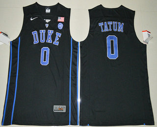 Men's Duke Blue Devils #0 Jayson Tatum V Neck Black 2017 College Basketball Nike Swingman Jersey