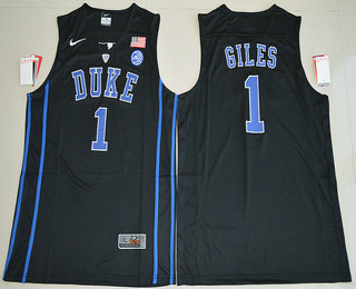 Men's Duke Blue Devils #1 Harry Giles V Neck Black 2017 College Basketball Nike Swingman Jersey