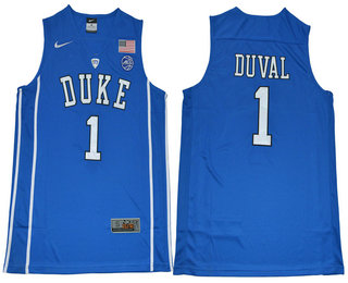Men's Duke Blue Devils #1 Trevon Duval V Neck Royal Blue 2017 College Basketball Nike Swingman Jersey
