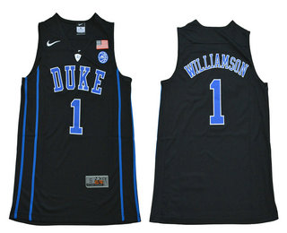 Men's Duke Blue Devils #1 Zion Williamson V Neck Black 2017 College Basketball Nike Swingman Jersey