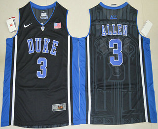 Men's Duke Blue Devils #3 Garyson Allen V Neck Black College Basketball Elite Jersey