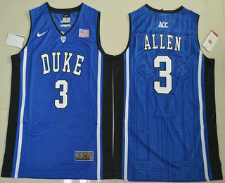 Men's Duke Blue Devils #3 Garyson Allen V Neck Blue College Basketball Elite Jersey