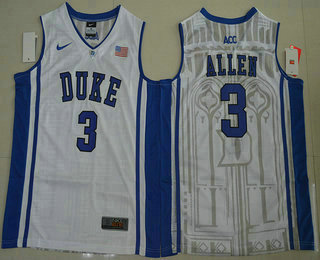 Men's Duke Blue Devils #3 Garyson Allen V Neck White College Basketball Elite Jersey