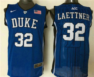 Men's Duke Blue Devils #32 Christian Laettner Blue 2016 College Basketball Nike Jersey