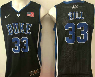 Men's Duke Blue Devils #33 Thomas Hill Black Collar College Basketball Stitched Nike Swingman Jersey