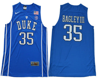 Men's Duke Blue Devils #35 Marvin Bagley III V Neck Royal Blue 2017 College Basketball Nike Swingman Jersey