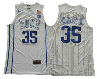 Men's Duke Blue Devils #35 Marvin Bagley III V Neck White 2017 College Basketball Nike Swingman Jersey