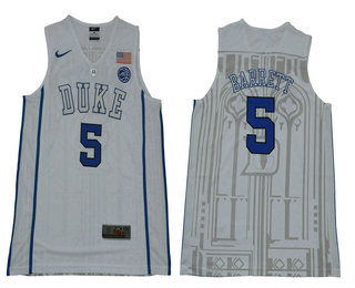 Men's Duke Blue Devils #5 R.J. Barrett V Neck White 2017 College Basketball Nike Swingman Jersey