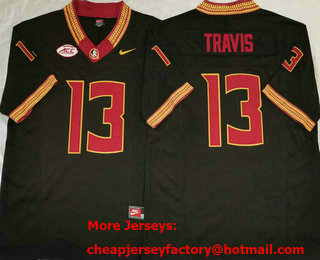 Men's FSU Florida State Seminoles #13 Jordan Travis Black FUSE College Stitched Jersey