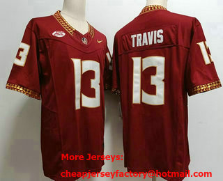 Men's FSU Florida State Seminoles #13 Jordan Travis Red FUSE College Stitched Jersey
