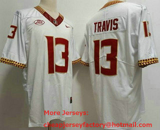 Men's FSU Florida State Seminoles #13 Jordan Travis White College Football Jersey