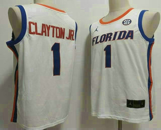 Men's Florida Gators #1 Walter Clayton Jr White College Basketball Jersey