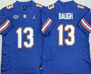 Men's Florida Gators #13 Jadan Baugh Limited Blue FUSE College Football Jersey