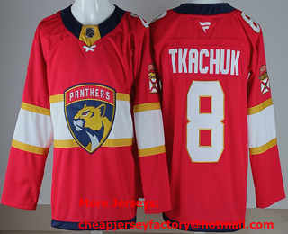 Men's Florida Panthers #8 Brady Tkachuk Red Authentic Jersey