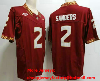 Men's Florida State Seminoles #2 Deion Sanders Red FUSE College Stitched Jersey