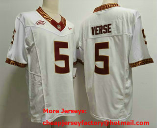 Men's Florida State Seminoles #5 Jared Verse White FUSE College Stitched Jersey