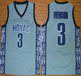 Men's Georgetown Hoyas #3 Allen Iverson Gray NCAA Basketball Nike Jersey