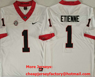 Men's Georgia Bulldogs #1 Trevor Etienne White Vapor Stitched College Football Jersey