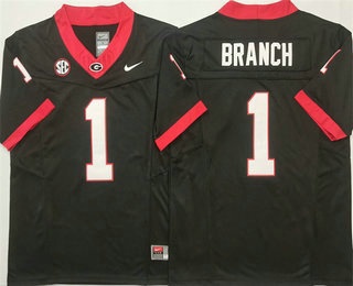 Men's Georgia Bulldogs #1 Zachariah Branch Limited Black FUSE College Football Jersey