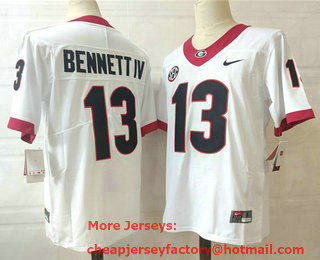Men's Georgia Bulldogs #13 Stetson Bennett IV White 2022 Vapor Untouchable Stitched Nike NCAA Jersey