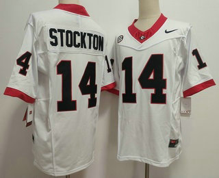 Men's Georgia Bulldogs #14 Gunner Stockton Limited White FUSE College Football Jersey