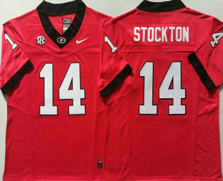 Men's Georgia Bulldogs #14 Gunner Stockton Red FUSE College Football Jersey