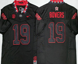 Men's Georgia Bulldogs #19 Brock Bowers Limited Black Stranger Things Stuck In The Upside Down Football Jersey