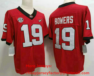Men's Georgia Bulldogs #19 Brock Bowers Red Diamond 2022 Vapor Untouchable Limited Stitched Nike Jersey