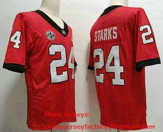 Men's Georgia Bulldogs #24 Malaki Starks Red 2022 College Football Jersey